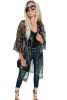 Black Sequin Sheer Casual Open Front Cover Up