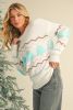 White Christmas Tree Wavy Striped Drop Sleeve Sweater