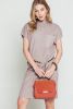 Taupe Patch Pocket Ribbed Knit Short Sleeve Sweater Dress