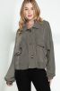 Blue Ribbed Striped Splicing Drop Sleeve Loose Shirt