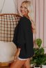 Black Plain Batwing Sleeve Business Casual Blouse