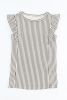 Grey Casual Striped Print Ruffle Summer Top