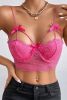 Bright Pink Bowknot Backless Lace Cropped Cami Top