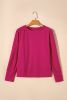 Rose Red Checkered Furry Thumbhole Long Sleeve Top