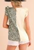 Apricot Leopard Colorblock Splicing Ruffle Sleeveless Shirt