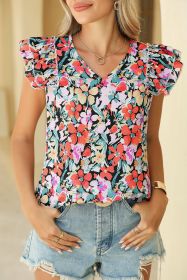 Multicolour Boho Floral Print Ruffle Blouse (size: (US 4-6)S)