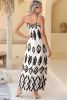Black Geometric Printed Spaghetti Strap Vacation Sundress