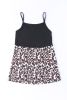 Black Leopard Patchwork Casual Spaghetti Strap Cami Top