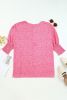 Pink Leopard Puff Sleeve Shirred Cuffs Oversized Blouse