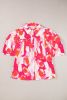 Multicolour Tie Dye Abstract Print Ruffle Puff Sleeve Pleated Blouse