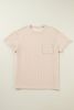 Beige Crinkle Rib Knit Pocketed Loose Fit Crew Neck T Shirt