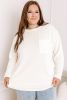 White Plus Size Ribbed Textured Pocketed Long Sleeve Top