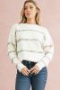 White Colorful Cross Stitch Drop Shoulder Sweater