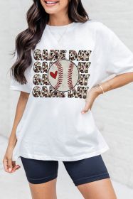 White Baseball GAME DAY Letter Print Graphic Tee (size: (US 8-10)M)