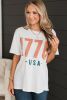 White 1776 USA Letter Graphic Crewneck Tee