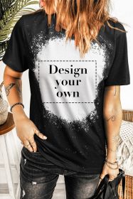 Blank T Shirt - Black Short Sleeve Bleached T Shirt for Women Customized (size: (US 12-14)L)