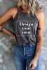 Blank Tank Top - Gray Casual Solid Color Crew Neck Tank Top Customized