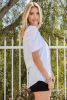 White Puff Sleeve Casual V Neck T-Shirt