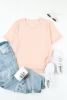 Blank T Shirt - Pink Casual Solid Color Crew Neck Tee Customized