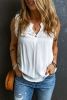 White Button Split Neck Frill Trim Sleeveless Shirt