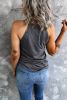 Blank Tank Top - Gray Casual Solid Color Crew Neck Tank Top Customized