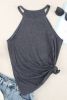 Blank Tank Top - Gray Casual Solid Color Crew Neck Tank Top Customized