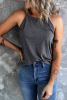 Blank Tank Top - Gray Casual Solid Color Crew Neck Tank Top Customized