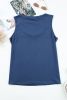 Blank Tank Top - Blue Sleeveless Straps Scoop Neck Tank Top Customized