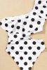 White Polka Dot Ruffled One Shoulder One Piece Swimwear