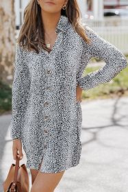 Cheetah Casual Long Sleeve Button Up Shirt Dress (size: (US 4-6)S)