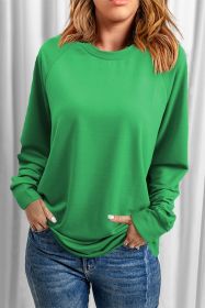 Green Solid Color Round Neck Raglan Sleeve Plain Sweatshirt (size: (US 4-6)S)