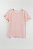 Light Pink Solid Textured Frill Cuffs Short Sleeve Blouse