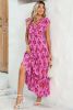 Bonbon Boho Abstract Print Ruffle Tiered Maxi Dress