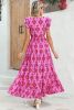 Bonbon Boho Abstract Print Ruffle Tiered Maxi Dress