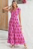 Bonbon Boho Abstract Print Ruffle Tiered Maxi Dress
