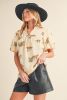Apricot Animal Print V Neck Puff Sleeve Blouse