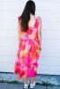 Multicolour Boho Geometric Ruffle Strap Tiered Midi Dress