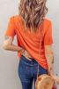 Blank T Shirt - Orange Casual Holes Crew Neck Cotton Mixed T-shirt Customized