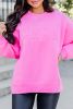 Dark Pink Casual Mama Letter Drop Shoulder Sweatshirt
