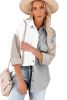 White Pocket Casual Color Block Button Up Shacket