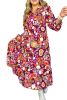 Purple Floral Print Collared Tiered Flowy Long Dress