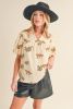 Apricot Animal Print V Neck Puff Sleeve Blouse