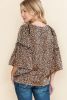Chestnut Leopard Ruffle Flounce Sleeve Blouse