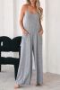 Gray Loose Fit Side Pockets Spaghetti Strap Wide Leg Jumpsuit