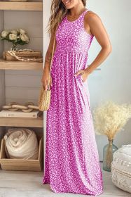 Rose Pink Leopard Pocketed Maxi Tank Dress (size: (US 4-6)S)