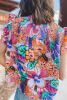 Multicolor Floral Print Ruffle Sleeveless Smocked Blouse