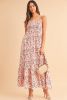 White Boho Floral Self-tie Smocked Ruffle Maxi Dress