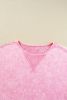 Strawberry Pink Mineral Wash Exposed Seam Drop Shoulder Oversized Tee