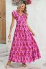 Bonbon Boho Abstract Print Ruffle Tiered Maxi Dress