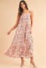 White Boho Floral Self-tie Smocked Ruffle Maxi Dress